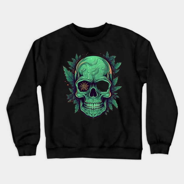 Cannabis  Sugar Skull Crewneck Sweatshirt by FrogandFog